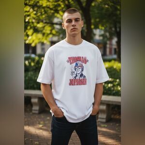 NWT Full Send White Short Sleeve Graphic Tee Shirt “Thomas Jeffersend” Size 3XL